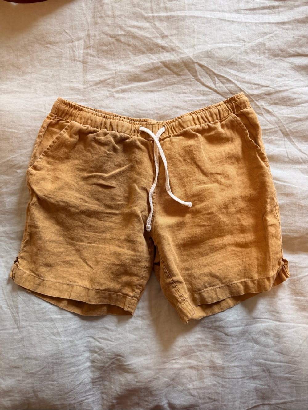 Alex Crane Bo Linen Shorts in Mustard